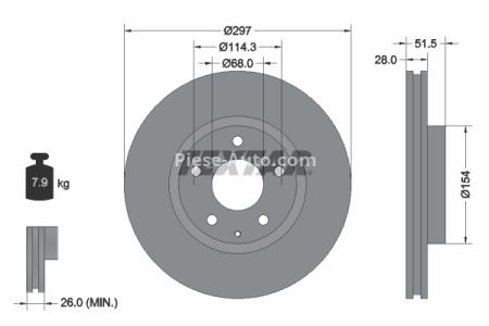 Disc frână TEXTAR, față, pentru: MAZDA 6, 6/KOMBI, CX-5 2.0/2.2D/2.5 11.11-