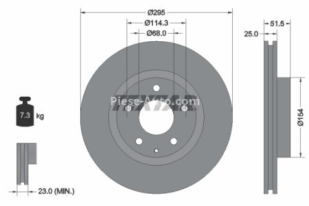 Disc frână TEXTAR, față, pentru: MAZDA 3, 3/HATCHBACK, CX-3 1.5-2.2D 07.13- 3
