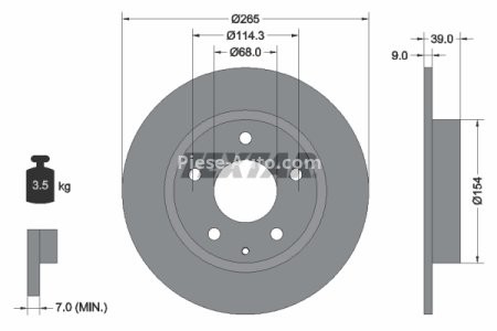 Disc frână TEXTAR, spate, pentru: MAZDA 3, 3/HATCHBACK, CX-3, CX-30 1.5-2.2D 07.13-