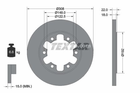 Disc frână TEXTAR, spate, pentru: FORD TRANSIT, TRANSIT V363 2.0D/2.2D/Electric 10.11- 3