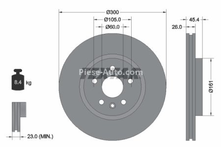 Disc frână TEXTAR, față, pentru: OPEL ASTRA K, ASTRA K/KOMBI 1.0-1.6D 06.15- 3