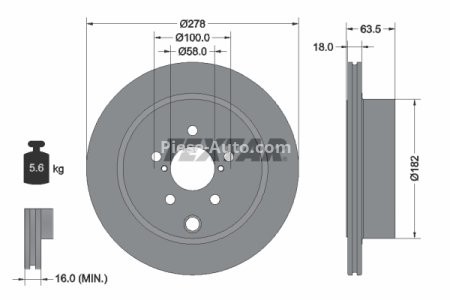 Disc frână TEXTAR, spate, pentru: SUBARU FORESTER 2.0-2.5 11.12- 3