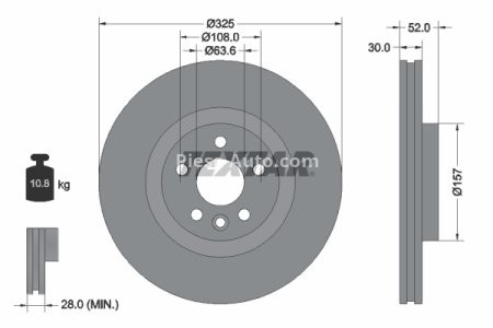 Disc frână TEXTAR, față, pentru: JAGUAR E-PACE; LAND ROVER DISCOVERY SPORT, RANGE ROVER EVOQUE 1.5H-2.2D 06.11- 3