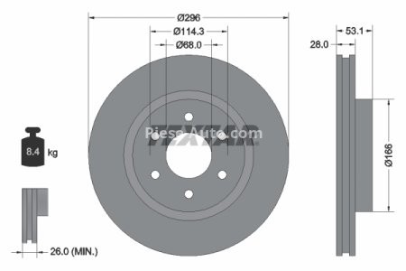 Disc frână TEXTAR, față, pentru: NISSAN NAVARA, NP300 NAVARA; RENAULT ALASKAN 2.3D/2.5D 07.05-