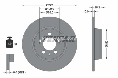 Disc frână TEXTAR, spate, pentru: AUDI A1 1.0-1.8 11.14-10.18