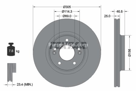 Disc frână TEXTAR, față, pentru: HYUNDAI ELANTRA IV, I30, KONA, KONA/SUV, TUCSON, TUCSON/SUV; KIA CEED, CERATO IV, NIRO I, OPTIMA, PROCEED, SELTOS, SOUL III, SOUL III CARGO 1.0-Electric 06.15-