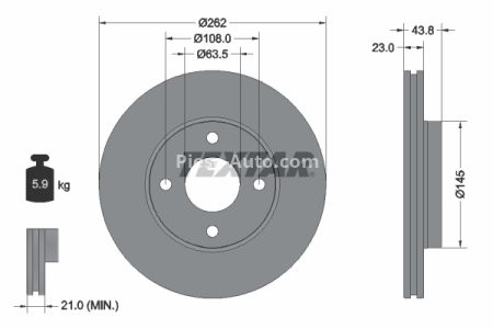 Disc frână TEXTAR, față, pentru: FORD FIESTA VII 1.0-1.5D 05.17- 3