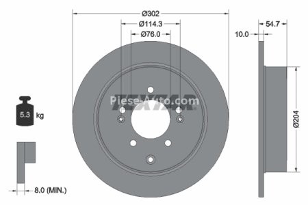 Disc frână TEXTAR, spate, pentru: HYUNDAI TUCSON, TUCSON/SUV; KIA SPORTAGE IV, SPORTAGE V; NISSAN CABSTAR E 1.6-3.0D 10.98-