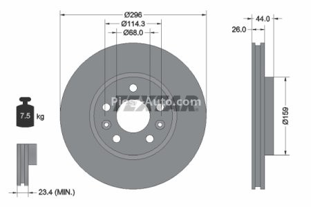 Disc frână TEXTAR, față, pentru: MERCEDES CITAN TOURER (W420), CITAN/MINIVAN (W420), EQT (W420), T (MPV); BMW 3 (E46) 1.3-Electric 10.99-
