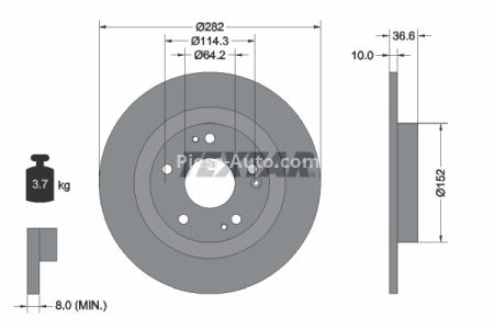 Disc frână TEXTAR, spate, pentru: HONDA CIVIC X 1.0/1.5/1.6D 08.16-12.22