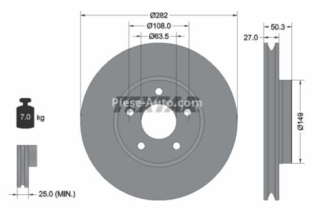 Disc frână TEXTAR, față, pentru: FORD FOCUS IV 1.0-2.0D 01.18-