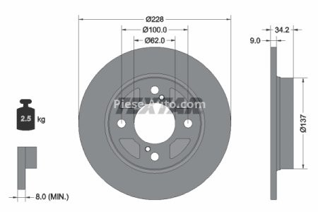 Disc frână TEXTAR, spate, pentru: SUZUKI BALENO, SWIFT V 1.0-1.2H 02.16-