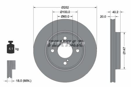 Disc frână TEXTAR, față, pentru: SUZUKI BALENO, SWIFT V 1.0-1.2H 02.16-
