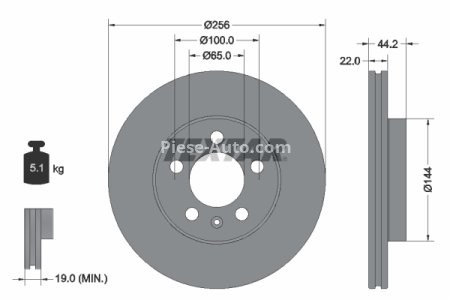 Disc frână TEXTAR, față, pentru: AUDI A1, A1 ALLSTREET, A1 CITY CARVER; SEAT ARONA, IBIZA IV ST, IBIZA V; SKODA FABIA IV, KAMIQ, SCALA; VW POLO VI 1.0-2.0 03.10-