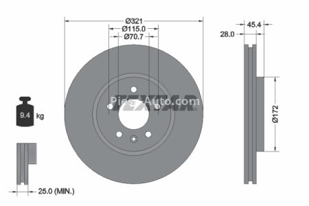 Disc frână TEXTAR, față, pentru: OPEL INSIGNIA B, INSIGNIA B COUNTRY, INSIGNIA B GRAND SPORT 1.5-2.0D 03.17- 1