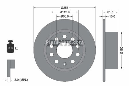 Disc frână TEXTAR, spate, pentru: SKODA OCTAVIA III 1.0-2.0D 11.12-10.20