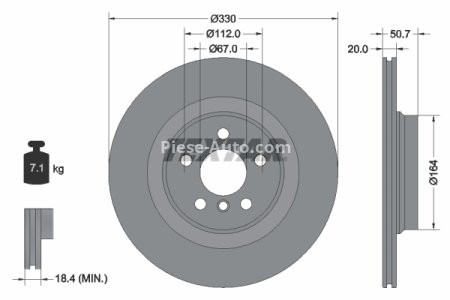 Disc frână TEXTAR, spate, pentru: BMW 1 (F40), 2 GRAN COUPE (F44), X2 (F39); MINI CLUBMAN (F54), COUNTRYMAN (F60) 2.0 11.18-