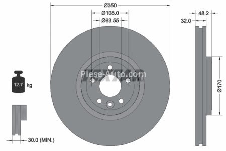 Disc frână TEXTAR, față, pentru: JAGUAR XE, XF II, XF SPORTBRAKE 2.0-3.0D 03.15-