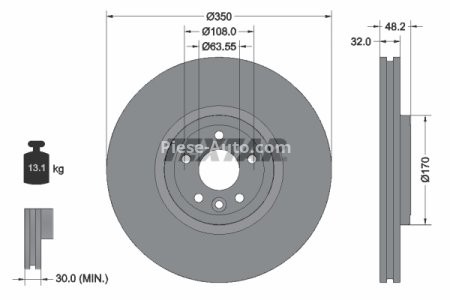 Disc frână TEXTAR, față, pentru: JAGUAR F-PACE, I-PACE; LAND ROVER RANGE ROVER VELAR 2.0-Electric 09.15-