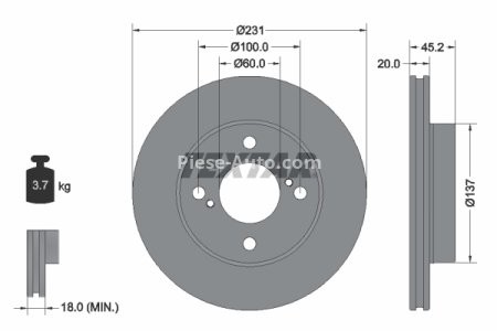 Disc frână TEXTAR, față, pentru: SUZUKI IGNIS III 1.2/1.2H 10.16-