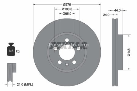 Disc frână TEXTAR, față, pentru: AUDI A1, A1 ALLSTREET, A1 CITY CARVER; SEAT ARONA, IBIZA IV ST, IBIZA V; SKODA FABIA IV, KAMIQ, SCALA; VW POLO VI, TAIGO, T-CROSS 1.0-2.0 03.10-