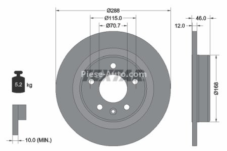 Disc frână TEXTAR, spate, pentru: OPEL INSIGNIA B, INSIGNIA B COUNTRY, INSIGNIA B GRAND SPORT 1.5-2.0D 03.17-
