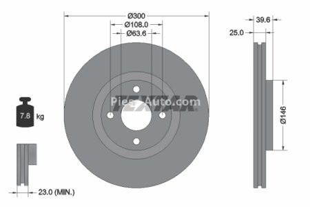 Disc frână TEXTAR, față, pentru: FORD ECOSPORT 1.0-2.0 08.12-