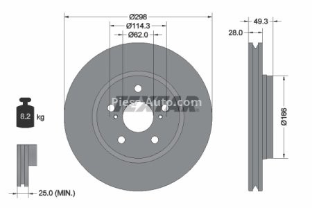 Disc frână TEXTAR, față, pentru: TOYOTA C-HR, COROLLA 1.2-2.0H 10.16-