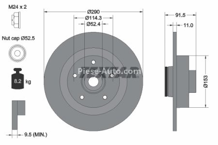 Disc frână TEXTAR, cu rulment, spate, pentru: RENAULT GRAND SCENIC IV, MEGANE IV, SCENIC IV, TALISMAN 1.2-2.0D 06.15- 1