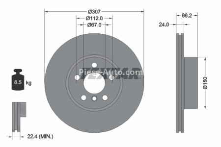Disc frână TEXTAR, față, pentru: BMW 2 (G42, G87), 3 (G20, G80, G28), 3 (G21), 3 (G21, G81), 4 (G22, G82), 4 (G23, G83), 4 GRAN COUPE (G26) 1.6-2.0DH 11.18-