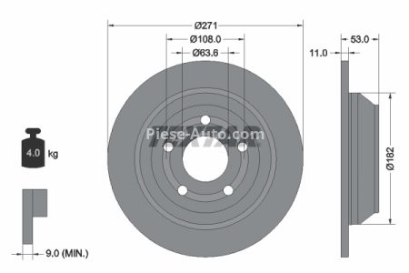 Disc frână TEXTAR, spate, pentru: FORD PUMA 1.0-1.5D 09.19-