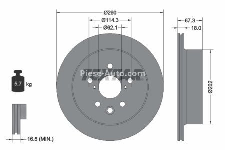 Disc frână TEXTAR, spate, pentru: LEXUS IS III 2.0/2.5 04.13-