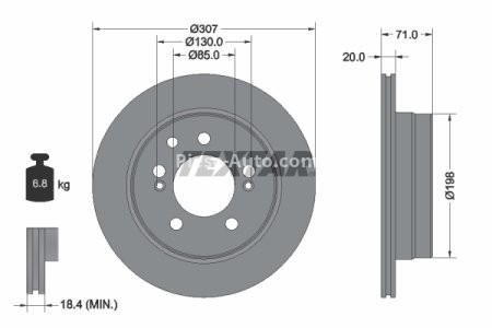 Disc frână TEXTAR, spate, pentru: SSANGYONG KYRON, REXTON / REXTON II, REXTON W / REXTON 2.0D-3.2 04.02-