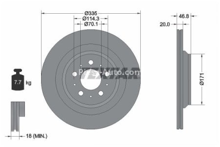 Disc frână TEXTAR, spate, pentru: TESLA MODEL 3 Electric 01.17-