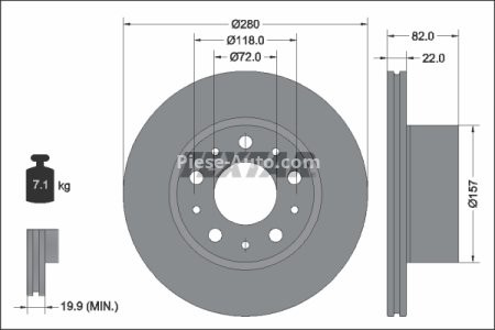 Disc frână TEXTAR, spate, pentru: FIAT DUCATO 2.2D 07.21-
