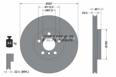 Disc frână TEXTAR, față, pentru: BMW 2 (U06), X1 (U11) 1.5-2.0DH 11.21- 1