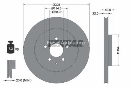 Disc frână TEXTAR, spate, pentru: MAZDA CX-60 2.5H/3.3DH 03.22-
