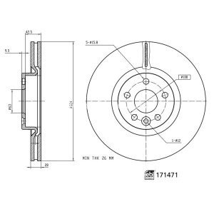 Disc frână FEBI, față, pentru: VOLVO XC60 I 2.0/2.0D/2.4D 10.13-12.17