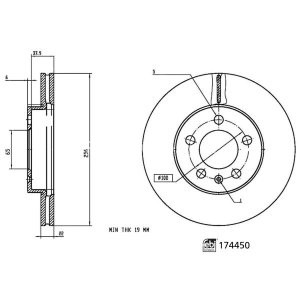 Disc frână FEBI, față, pentru: AUDI A1, A1 CITY CARVER; SEAT IBIZA V; SKODA FABIA IV, KAMIQ, SCALA; VW POLO VI 1.0-2.0 01.17-
