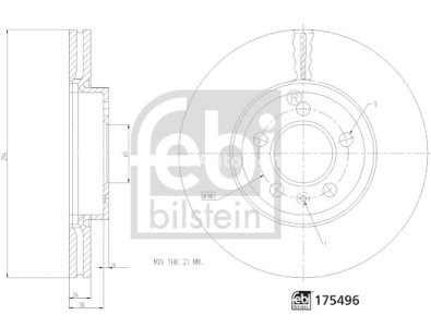 Disc frână FEBI, față, pentru: AUDI A1, A1 CITY CARVER; SEAT ARONA, IBIZA V; SKODA KAMIQ, SCALA; VW POLO VI, T-CROSS 1.0-2.0 01.17-