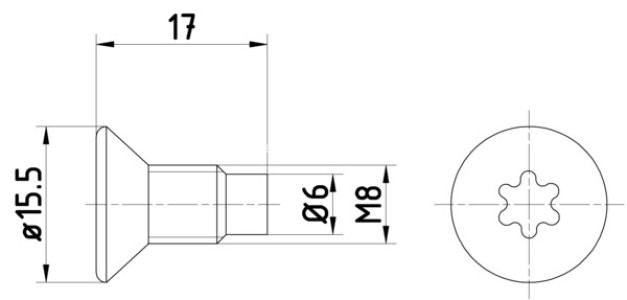 Șurubul de fixare a discului de frana față /spate (M8x1,25x17 2 bucati in pachet) pentru: MERCEDES CITAN MIXTO (DOUBLE CABIN), CITAN (MPV), CITAN TOURER (W420) 0.9-Electric 07.84-