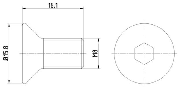 Șurubul de fixare a discului de frana față /spate (M8x1,25x16,1 2 bucati in pachet) pentru: MERCEDES M (W163); FORD ECOSPORT, RANGER; FORD USA PROBE II; KIA CARNIVAL II; MAZDA 6 1.0-5.4 08.91-