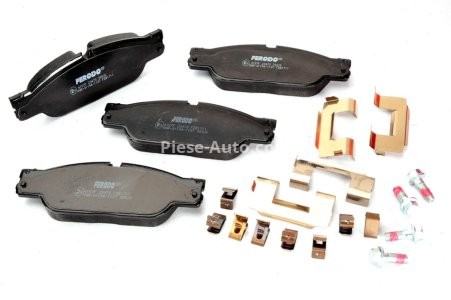 Set placuțe frână FERODO, față, (cu suruburi de ghidare), pentru: JAGUAR S-TYPE II, XJ 2.5-4.2 01.99-03.09