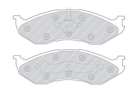 Set placuțe frână FERODO, față, pentru: JEEP CHEROKEE, COMANCHE, GRAND CHEROKEE I, WRANGLER I; KIA CARNIVAL I, CARNIVAL II 2.5-5.2 10.87-06.06 3