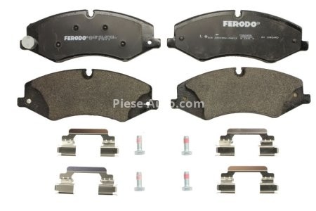 Set placuțe frână FERODO, față, (cu suplimente; (EN) with torsion damper), pentru: LAND ROVER DEFENDER, DISCOVERY IV, DISCOVERY V, RANGE ROVER III, RANGE ROVER IV, RANGE ROVER SPORT I 2.0-5.0 03.02-