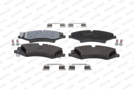 Set placuțe frână FERODO, față, (cu suplimente; (EN) with torsion damper), pentru: LAND ROVER DEFENDER, DISCOVERY IV, DISCOVERY V, RANGE ROVER III, RANGE ROVER IV, RANGE ROVER SPORT I 2.0-5.0 03.02-