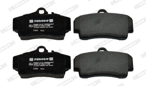 Set placuțe frână FERODO, spate, pentru: PORSCHE 911, 911 TARGA, BOXSTER, BOXSTER SPYDER, CAYMAN 2.5-3.8 09.96-06.13 3