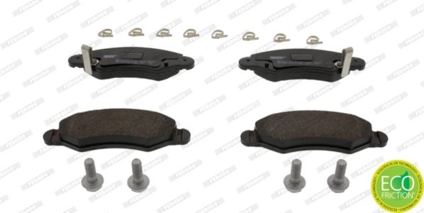 Set placuțe frână FERODO, față, (cu suruburi de ghidare), pentru: SUBARU JUSTY III; SUZUKI IGNIS II, WAGON R, WAGON R+ 1.0-1.5 07.03-