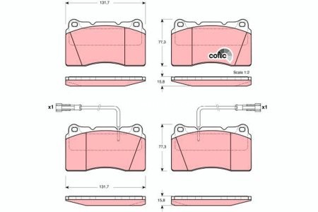 Set plăcuțe frână TRW, față, pentru: ALFA ROMEO 159, 166, BRERA, SPIDER 1.8-3.2 09.98-12.12