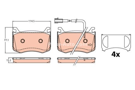 Set plăcuțe frână TRW, față, pentru: ALFA ROMEO GIULIA 2.0/2.2D 10.15-